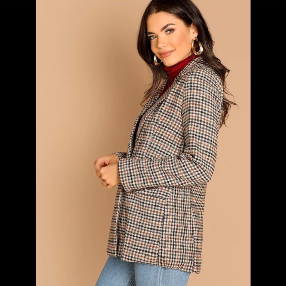 Double Breasted Houndstooth Blazer Jacket - Picture 3 of 5